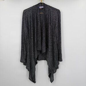 JS Collections Charcoal Gray Silver Metallic Drape Front Cardigan Women's PL